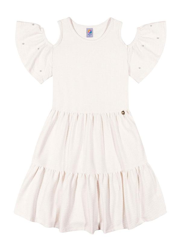 Alenice - Vestido com Manga Vazada Menina Branco