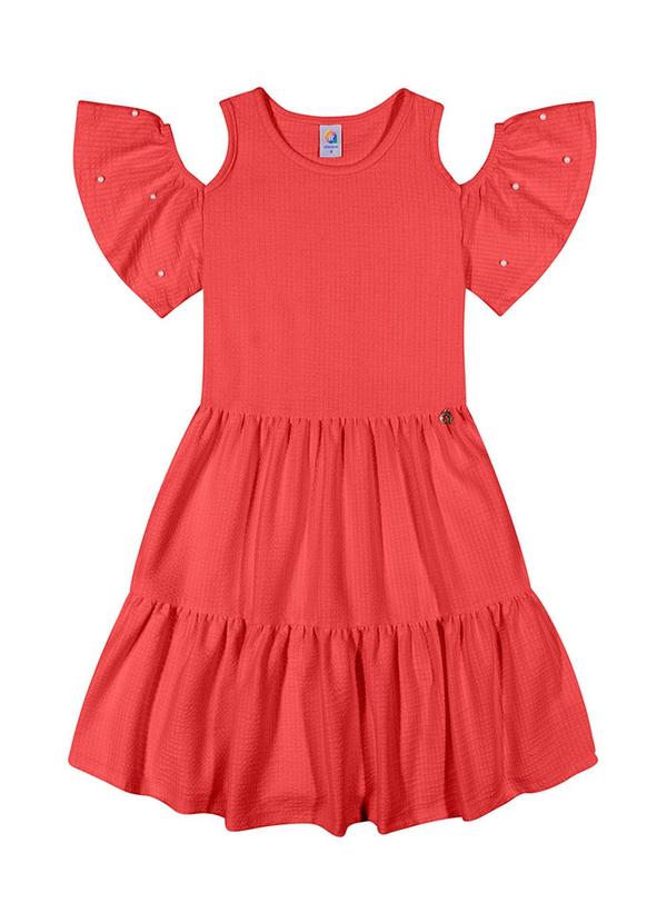 Alenice - Vestido com Manga Vazada Menina Vermelho 2