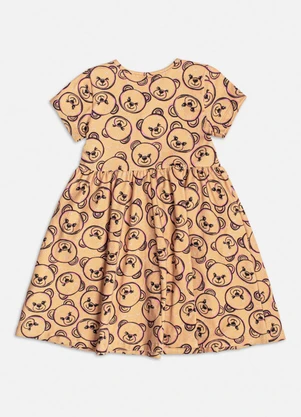 Momi - Vestido com Monograma de Ursinhos Bege - MOMI