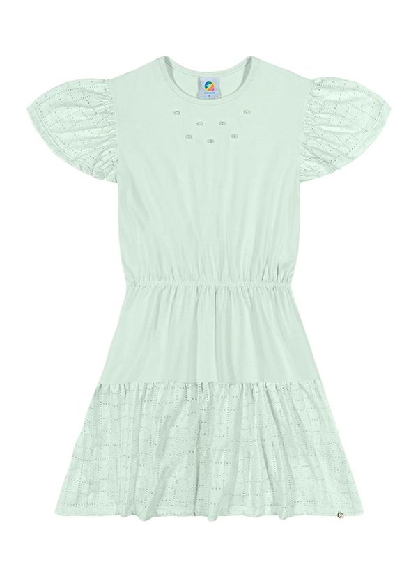 Alenice - Vestido com Pérolas Delicadas Menina Verde