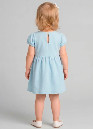 Milli e Nina - Vestido com Pérolas e Babados Azul - MILLI E NINA