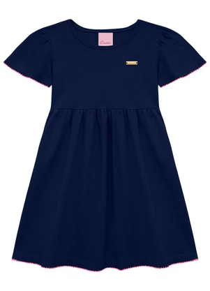 Duduka - Vestido com Plaquinha e Linha Piquet Azul  - DUDUKA