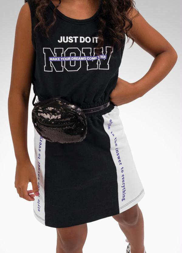 Playground - Vestido com Pochete Menina Preto