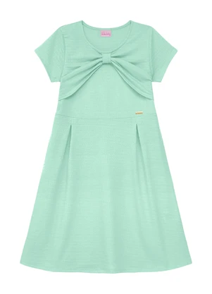 Duduka - Vestido   com Pregas, Laço e Plaquinha Verde - DUDUKA