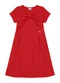 Duduka - Vestido  Estampa Flores com Amarração  Bege - variação: Vermelho