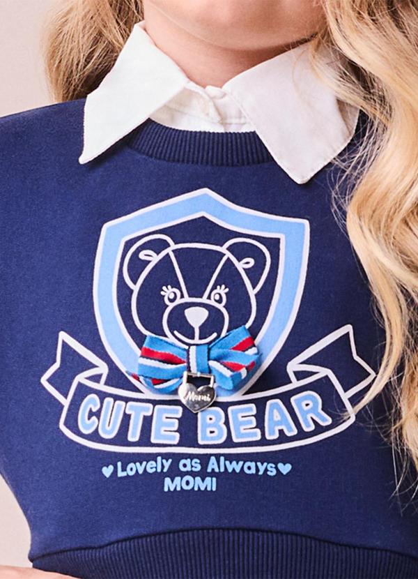 Momi - Vestido com Saia Jacquard de Ursinho Marinho 4