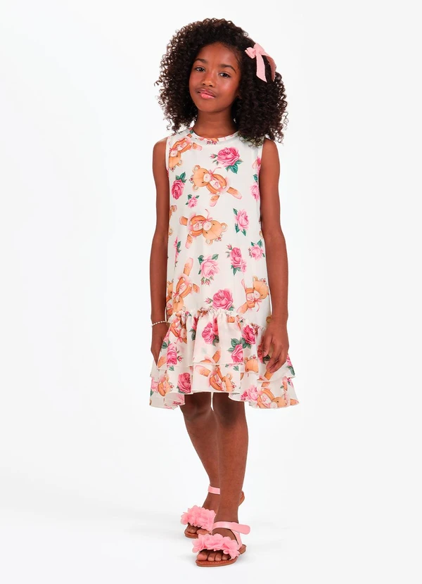 Trick Nick - Vestido com Sobreposicao Bege 3