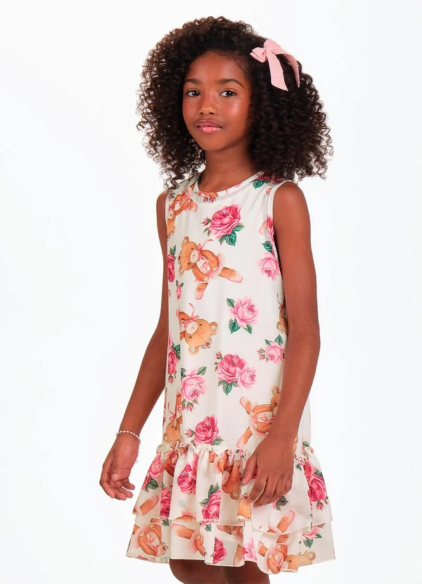 Trick Nick - Vestido com Sobreposicao Bege 4