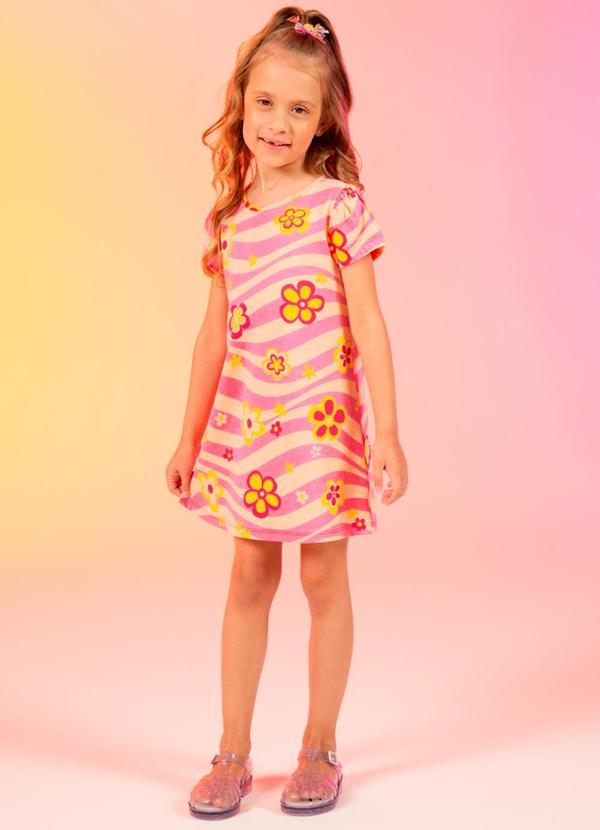 Cativa Kids - Vestido Comfort Estampado Rosa