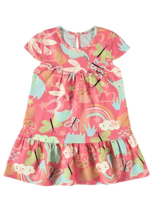 Malwee Kids - Vestido Coral Amplo Ilustrações - MALWEE KIDS