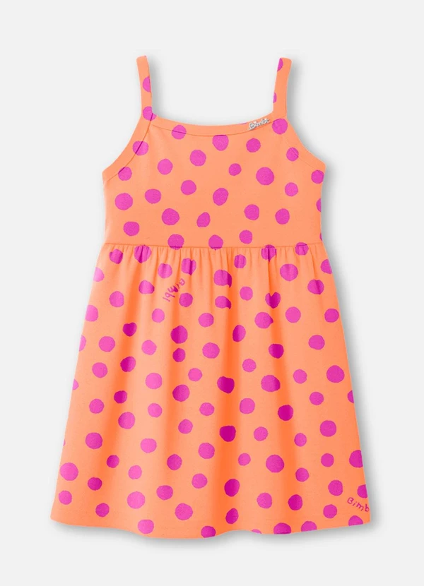 Bimbi - Vestido Coral com Poá Rosa 3