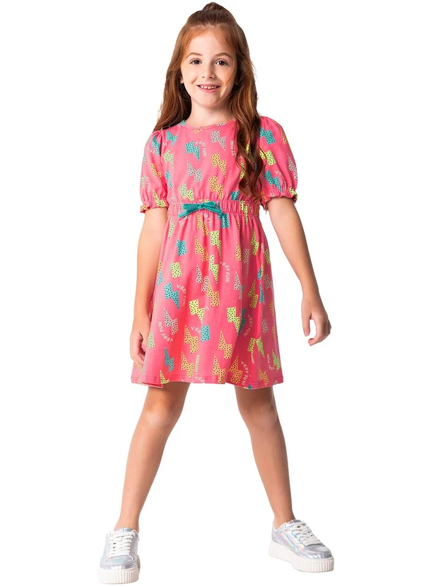 Malwee Kids - Vestido Coral Evasê Raios Menina