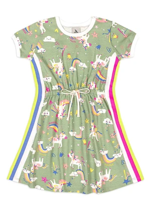 Quimby - Vestido Cotton Estampa Fantasia Verde - QUIMBY