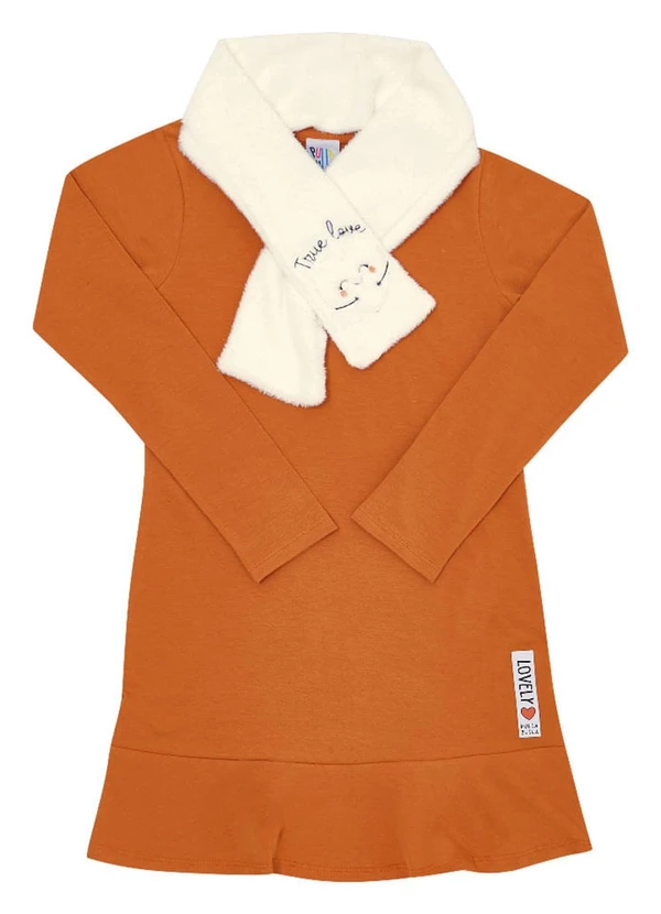 Vestido Cotton Leve Menina Laranja Pulla Bulla