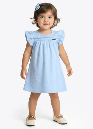 Pulla Bulla - Vestido Cotton Leve Trabalhado Azul - PULLA BULLA
