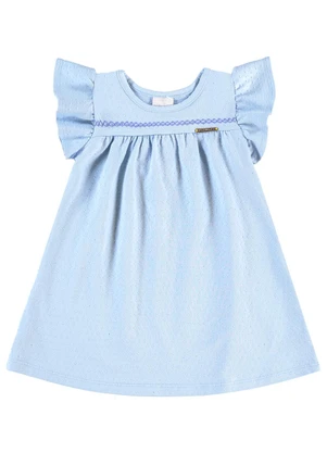 Pulla Bulla - Vestido Cotton Leve Trabalhado Azul - PULLA BULLA