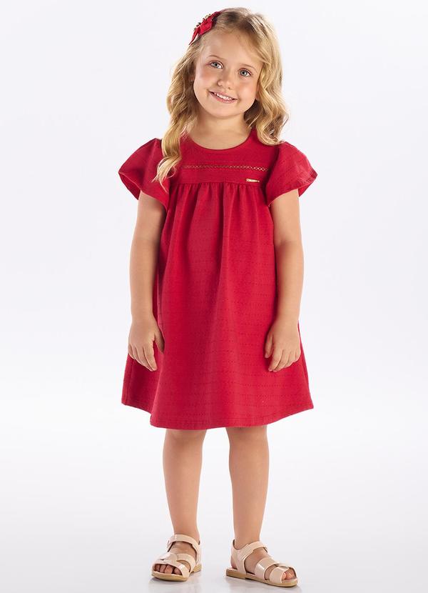 Pulla Bulla - Vestido Cotton Leve Trabalhado Vermelho