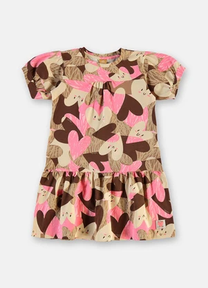 Up Baby - Vestido Cotton Manga Bufante Marrom - UP BABY