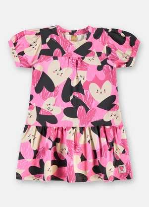 Up Baby - Vestido Cotton Manga Bufante Rosa - UP BABY