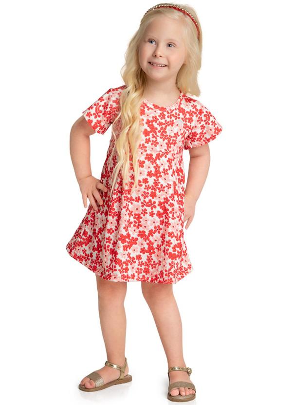 Marlan - Vestido Cotton Maquinetado Mini Floral Vermelho