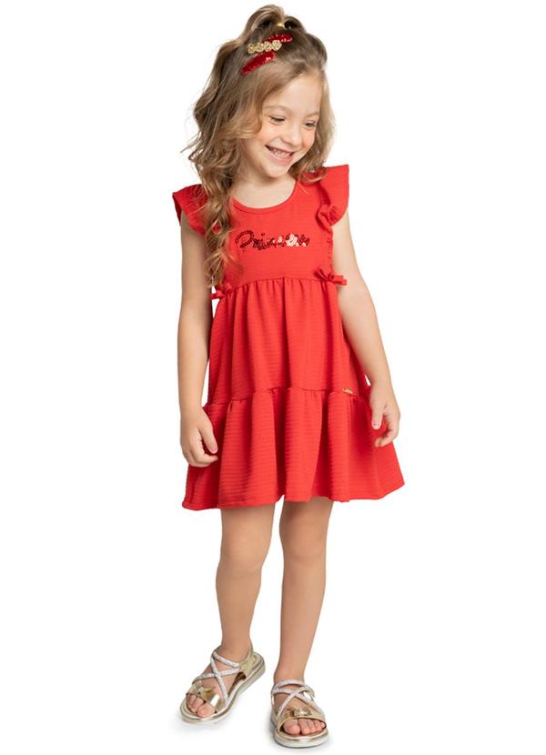Marlan - Vestido Cotton Maquinetado Princess Vermelho