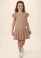 Malwee Kids - Vestido Curto Amplo Canelado Linho Off White - variação: Marrom Claro