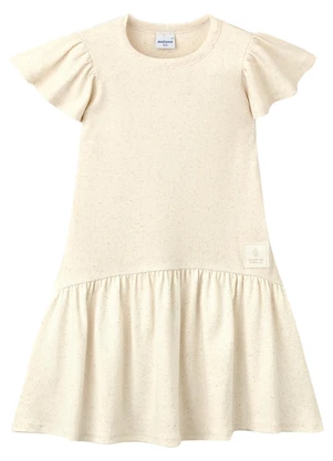 Malwee Kids - Vestido Curto Amplo Canelado Linho Off White - MALWEE KIDS