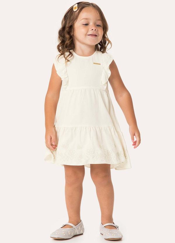 Carinhoso - Vestido Curto Amplo em Viscose Off White