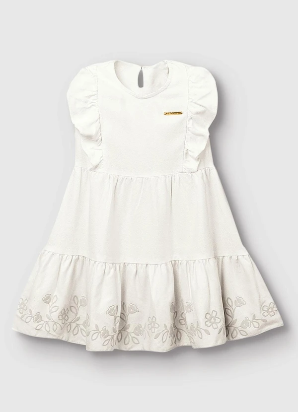 Carinhoso - Vestido Curto Amplo em Viscose Off White 2