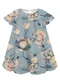 Carinhoso - Vestido Curto Amplo Floral Off White - variação: Azul
