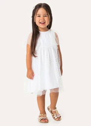 Carinhoso - Vestido Curto Amplo Floral Branco - CARINHOSO