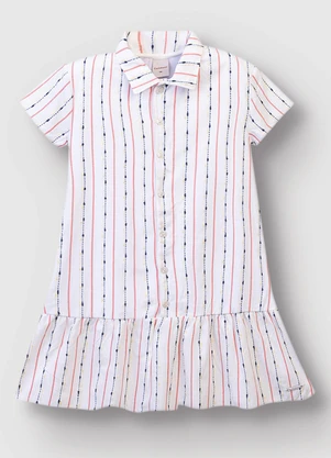Carinhoso - Vestido Curto Chemise Listrado Branco - CARINHOSO