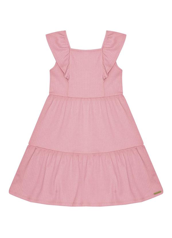 Alakazoo - Vestido Curto com Babados em Malha Rosa