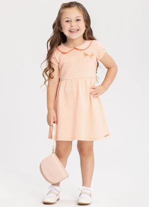 Alakazoo - Vestido Curto com Bordado e Laço Laranja - ALAKAZOO