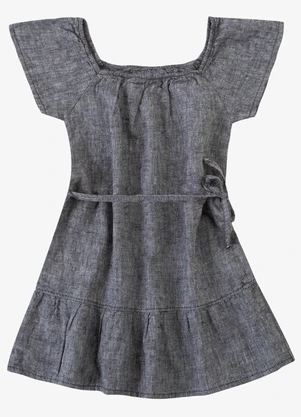 Select - Vestido Curto com Cinto de Algodão Preto - SELECT