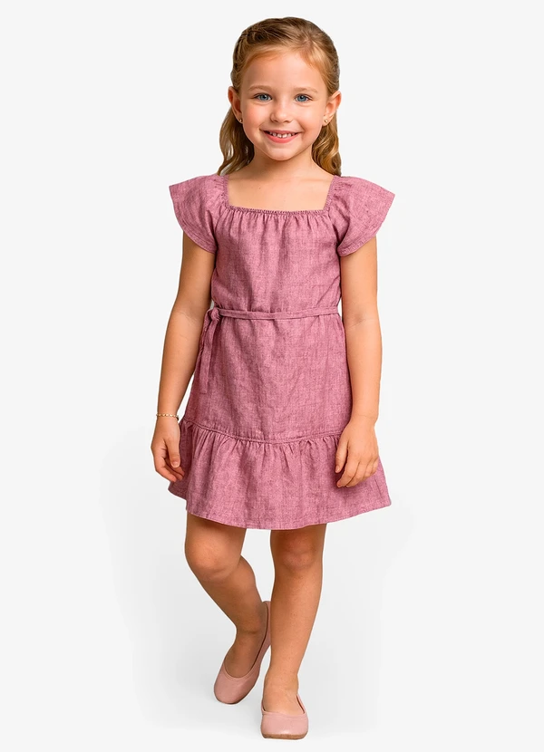 Select - Vestido Curto com Cinto de Algodão Vermelho