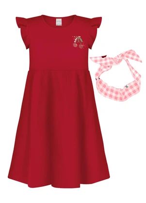 Alakazoo - Vestido Curto com Faixa de Cabelo Vermelho - ALAKAZOO