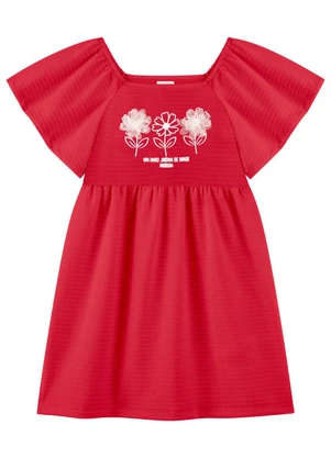 Marlan - Vestido Curto com Flor de Organza Vermelho - MARLAN