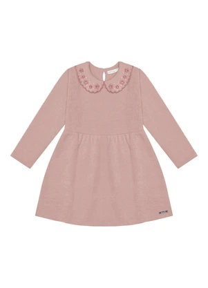 Alakazoo - Vestido Curto com Gola Bordada Rosa - ALAKAZOO