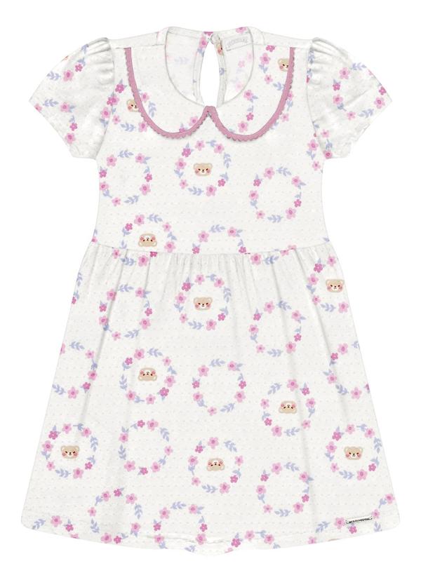 Alakazoo - Vestido Curto com Mangas Curtas e Pompons Rosa