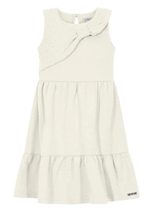 Alakazoo - Vestido Curto com Strass de Algodão Branco - ALAKAZOO