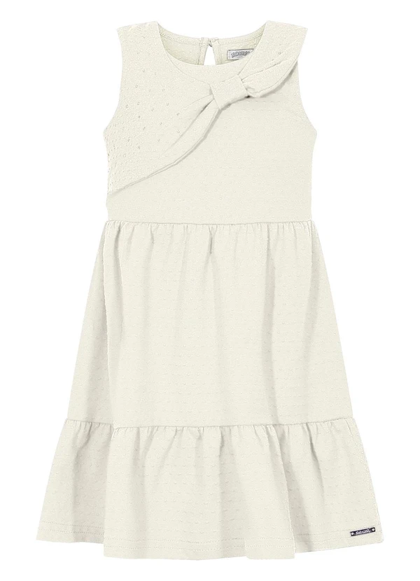 Alakazoo - Vestido Curto com Strass de Algodão Branco