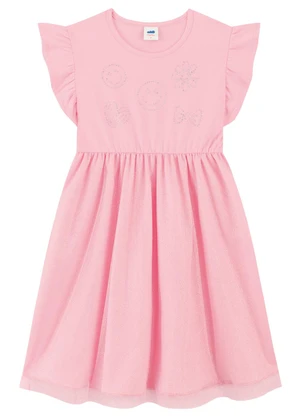 Marlan - Vestido Curto com Tule e Strass Rosa - MARLAN