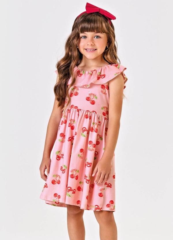 Trick Nick - Vestido Curto Cotton Estampa Cereja Rosa 1