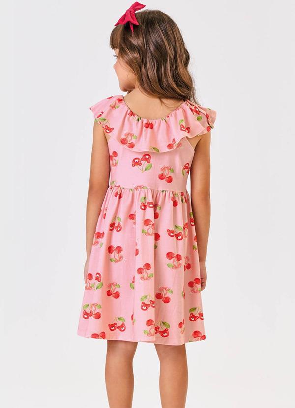 Trick Nick - Vestido Curto Cotton Estampa Cereja Rosa 2