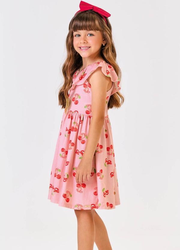 Trick Nick - Vestido Curto Cotton Estampa Cereja Rosa 4