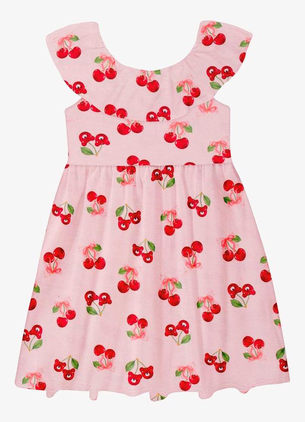 Trick Nick - Vestido Curto Cotton Estampa Cereja Rosa 5