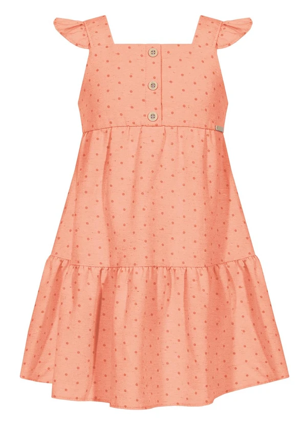 Alakazoo - Vestido Curto de Alças com Babado Laranja