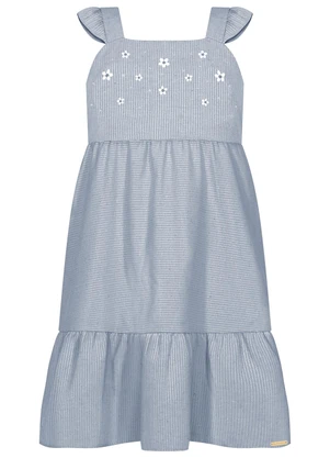 Alakazoo - Vestido Curto de Alças com Babados e Strass Azul - ALAKAZOO