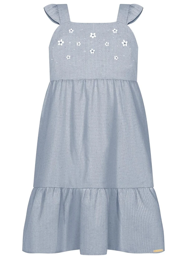 Alakazoo - Vestido Curto de Alças com Babados e Strass Azul 2